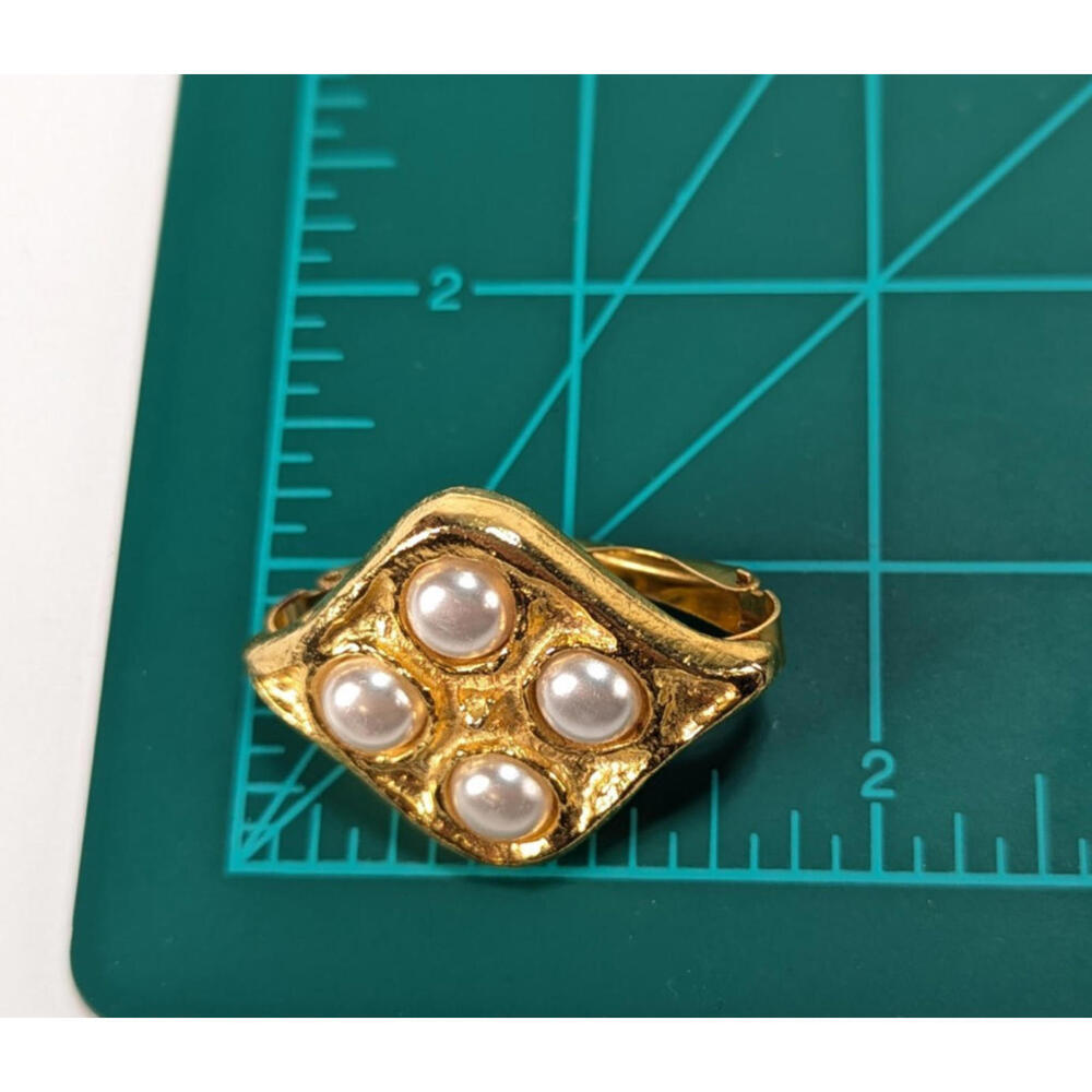 VTG Robert Zentall Tie/Scarf Hinged Clip Faux Pearl Gold Plated Unisex Signed - Picture 7 of 7